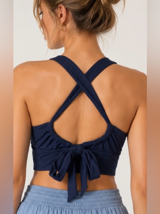 Athleta Other - Athleta Large Navy Plunge Bikini Top | Halter Swim Top | Athletic Swimwear